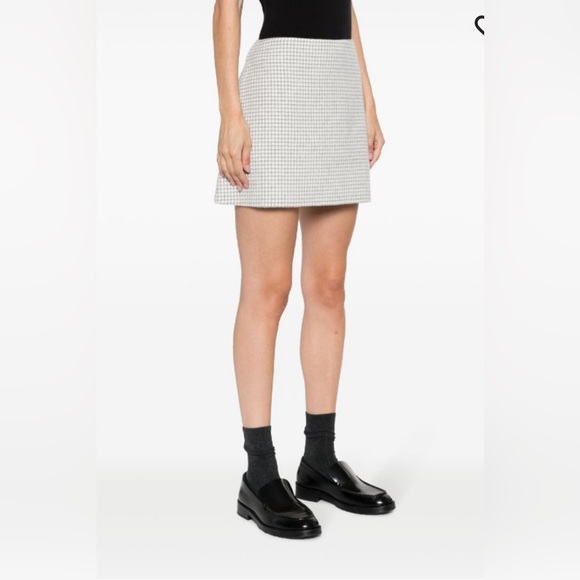 *NWOT* Theory Ivory Checked Wool Mini-Skirt - Picture 2 of 6
